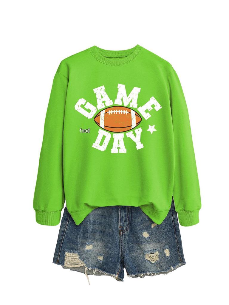 Colorful Football Letter Crewneck Sweatshirt - Game Day Long Sleeve Casual Wear