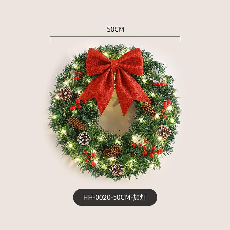 Christmas Wreath Pine Needle Garland Artificial Bowknot Pinecone Door Hanging Ornament Holiday Home Party Wall Decoration