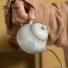 130ml Antique Handpainted Butterfly Orchid Ceramic Teapot Small Pear Pot with Ball Hole Filter Chinese Tea Brewing Kettle Teaset