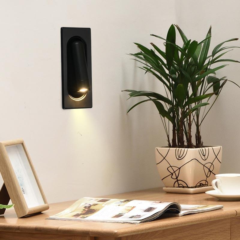 Modern Simple Recessed Bedside Wall Lamp Reading Lamp Adjustable Angle Corridor Bedroom Entrance Interior Lighting Decoration