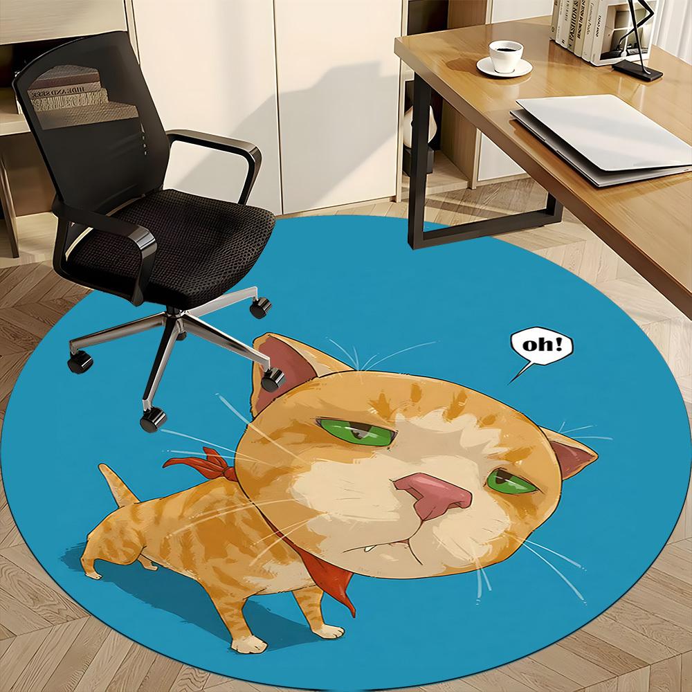 1PC Cat Dog Office Round Area Rug, Indoor Mat Suitable ForOffice, Under Office Chairs Bedroom Living Room Home Decor, Room Deco, F160