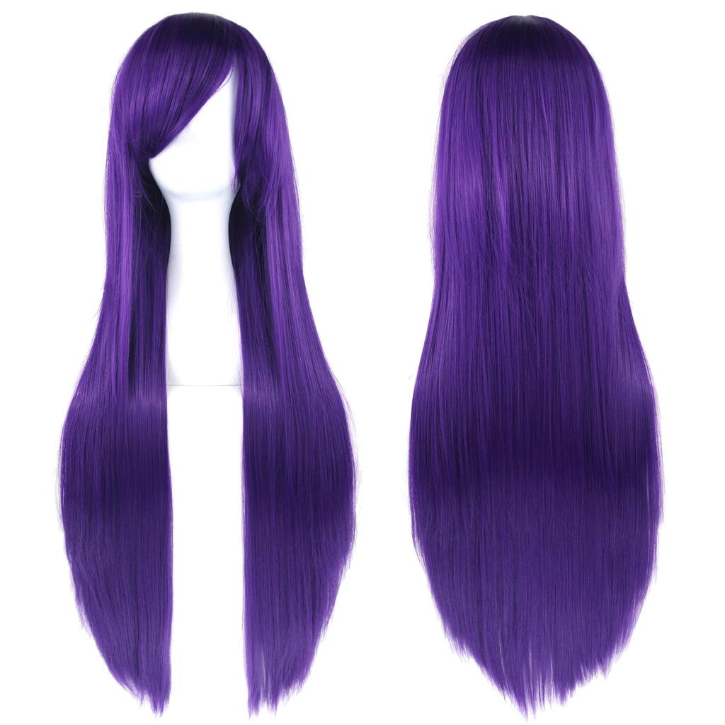80cm Long Colorful Anime Cosplay Wig - Versatile, High-Temperature Resistant, Straight Hair