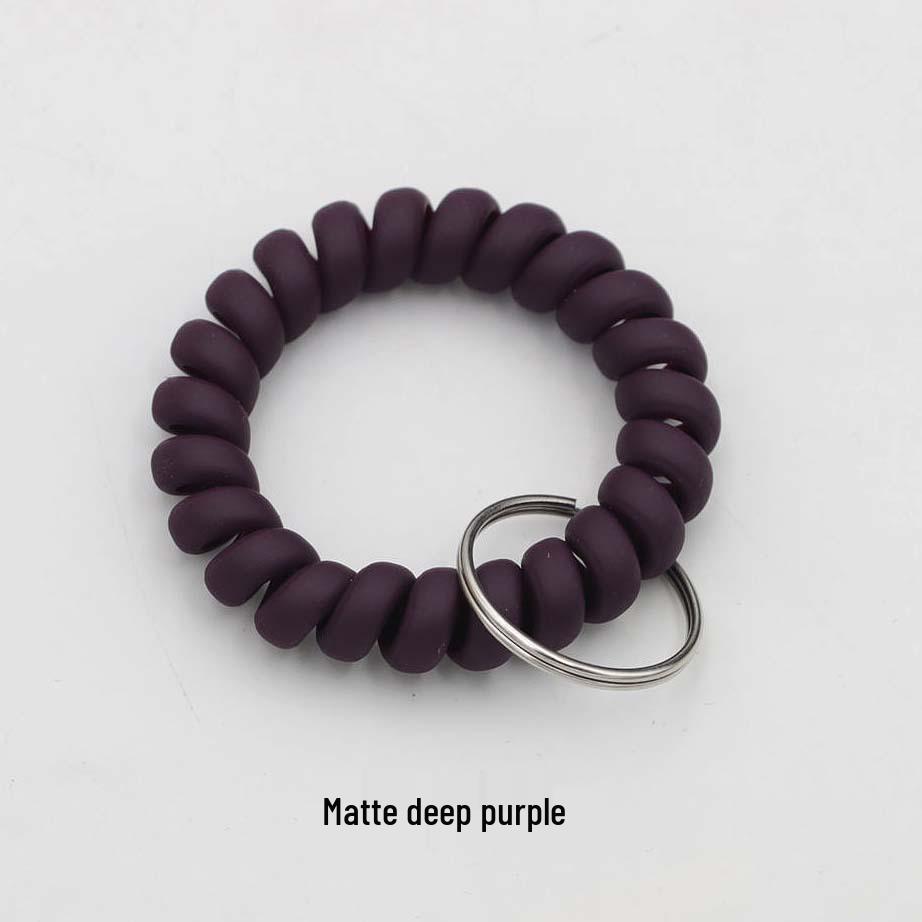 Matte Plastic Anti-Lost Spring Coil Cord Keychain and Hair Tie Bracelet