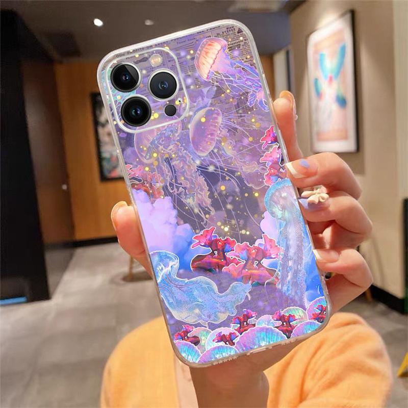 Sea Creatures Jellyfish Phone Case For Iphone 15 14 Pro Max 13 12 11 Pro Max XSMax XR 12 13 Mini 14 Plus