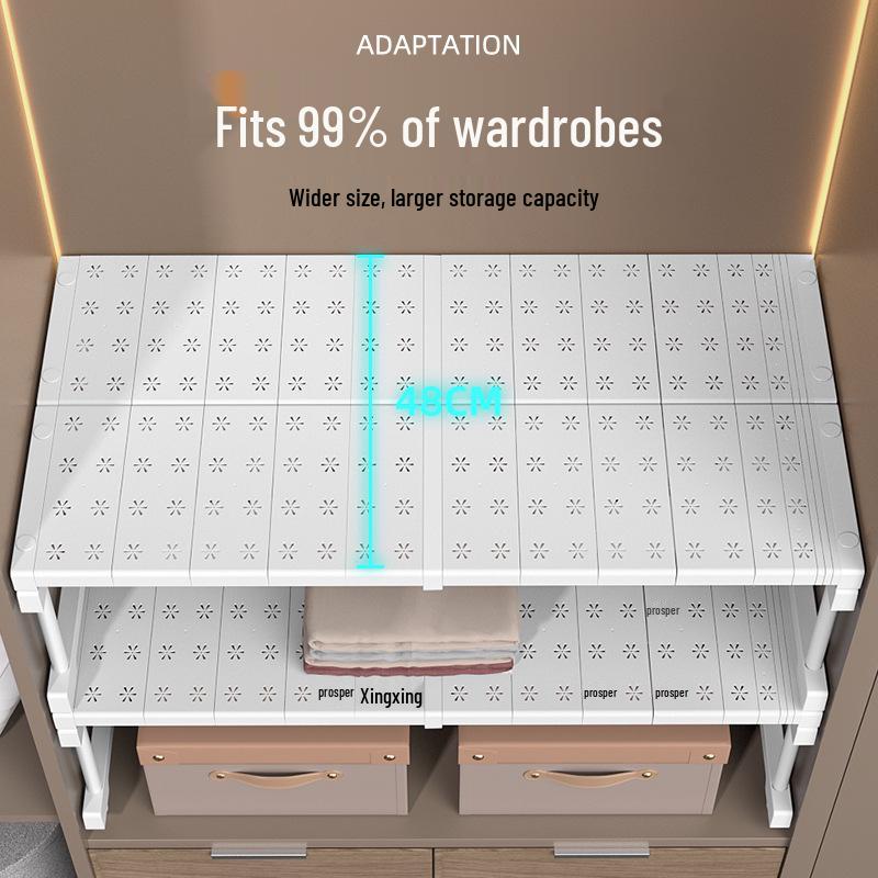 Expandable No-Drill Wardrobe Divider and Storage Shelf