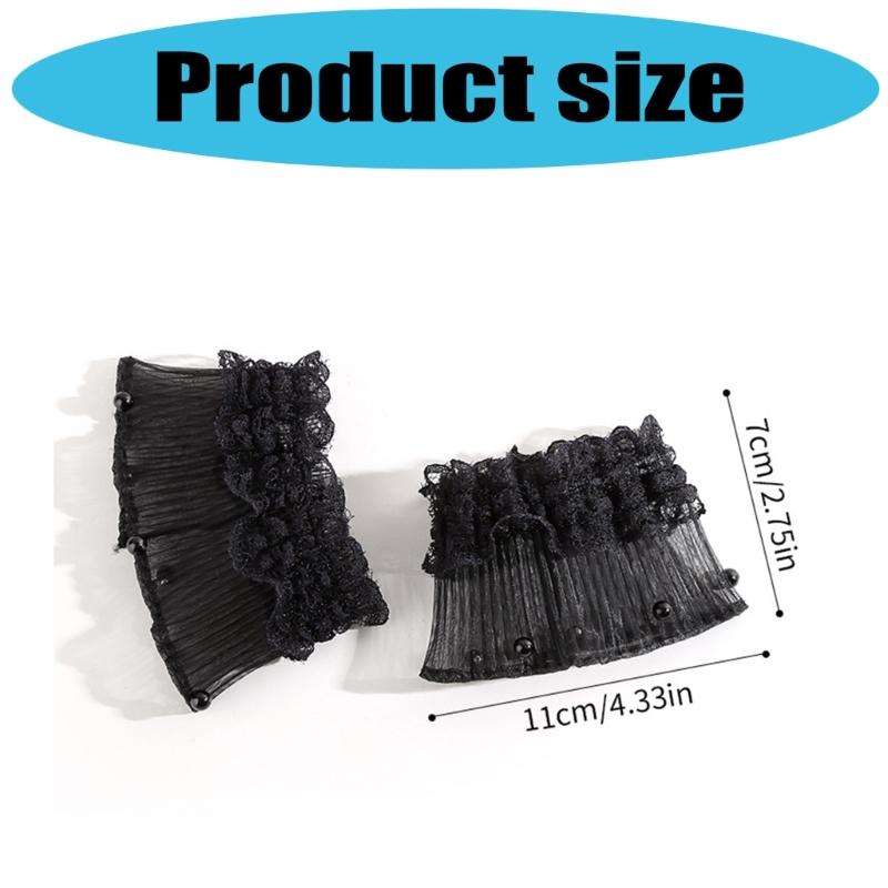 Ruffle Lace Trim Arm Covers Wrist Cuffs Sleeves For Women Dress Outfit Enhancer Sheer Armband Daily Wear Accessory