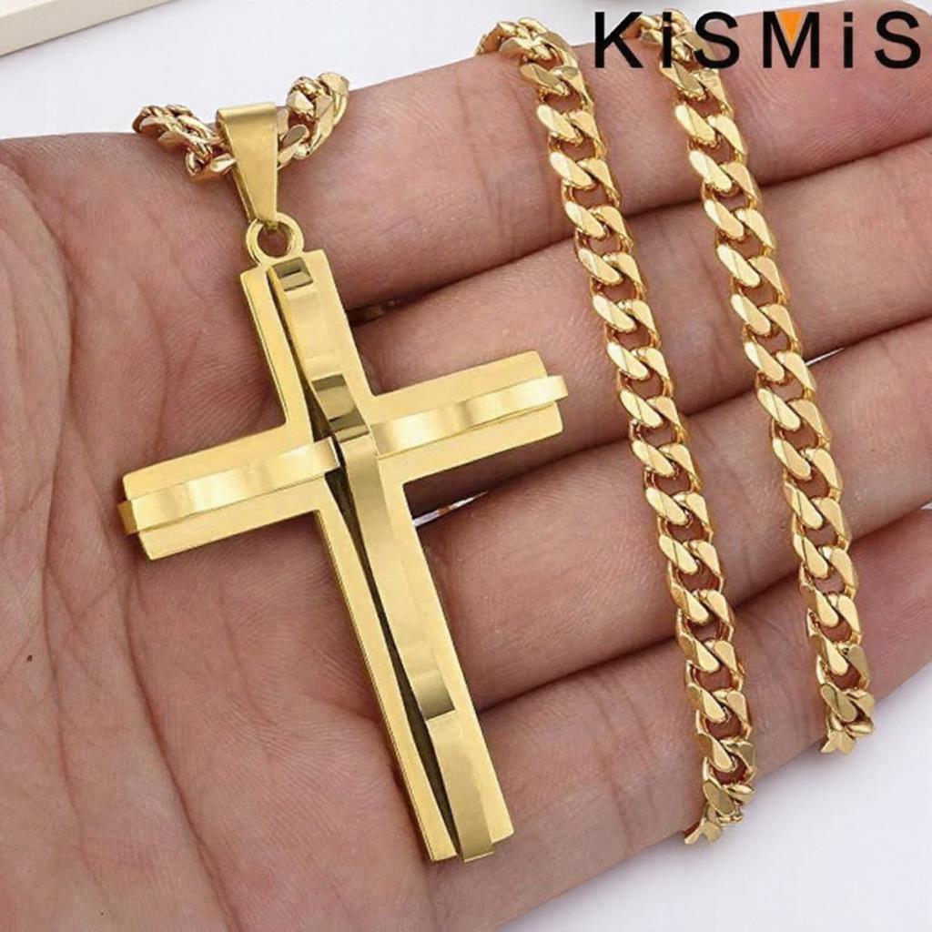 1PC Mens Cross Pendant Necklace Hip Hop Jewelry Accessories Fashion Trendy Necklace for Men