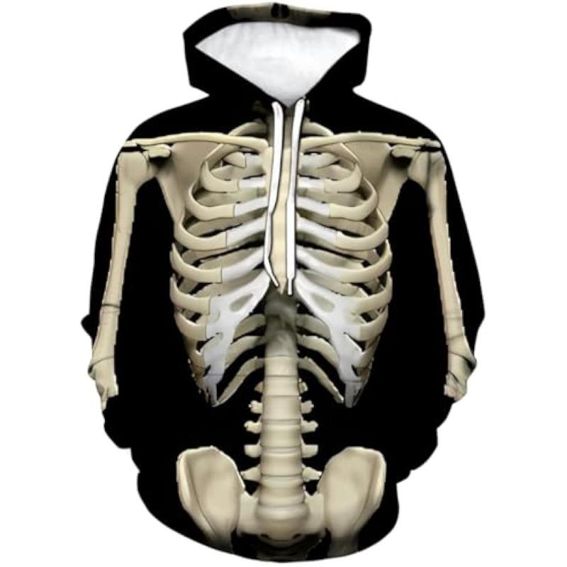 Men's Hoodies Funny Skeleton Skull Sweatshirt Novelty Skull Theme Hoodie