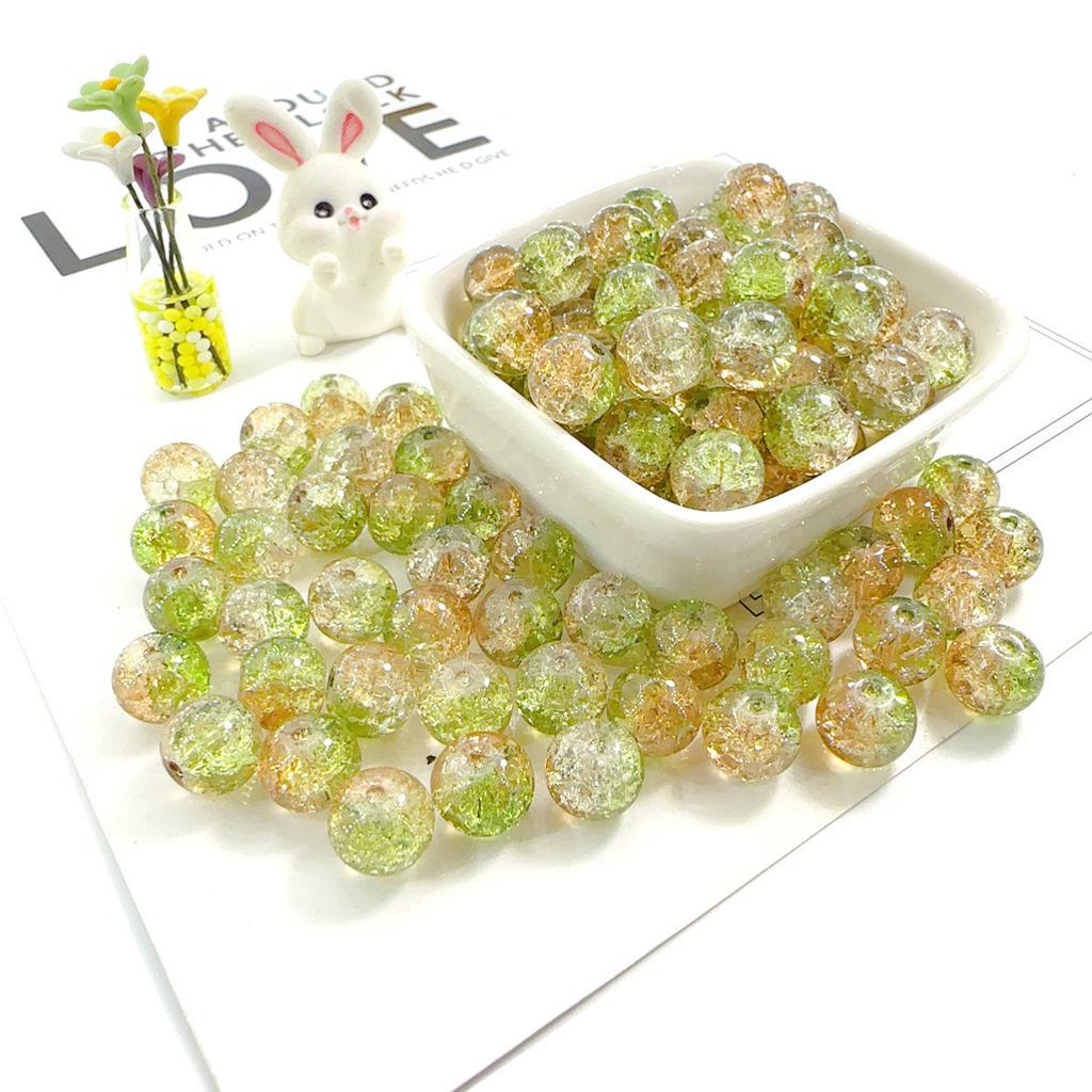10mm Crackle Glass Round Beads, Loose Spacer Beads DIY Accessories for Bracelet Making 50pcs