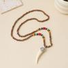 Ethnic Style Wood Necklace & Prayer Beads - Unisex Versatile Chicken Wing Wood Sweater Chain