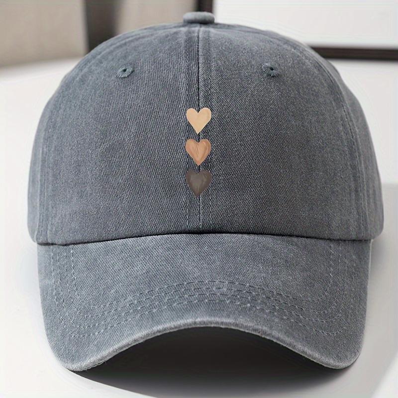 Comfortable style women's casual baseball cap with adjustable heart-shaped print design outdoor activities and sun protection