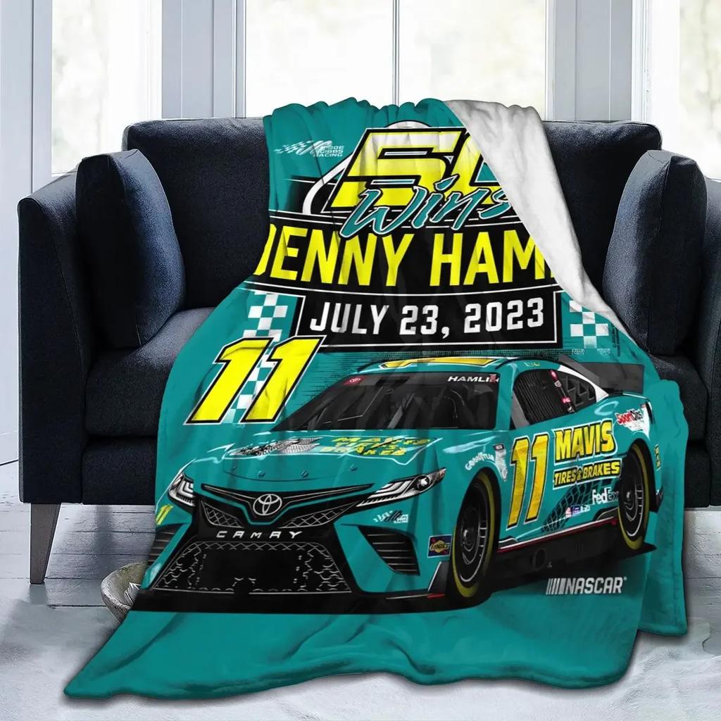 Denny Hamlin 11 All Season Fleece Blanket Throw Ultra Soft Flannel Blanket Digital Printed Premium Fluffy Microfiber Fleece