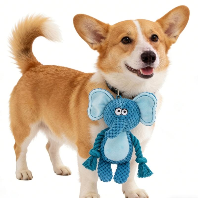 Squeaky Plush Cotton Rope Dog Toy For Interactively Play Teeth Cleaning And Anxieties Relief In Small Media Dog