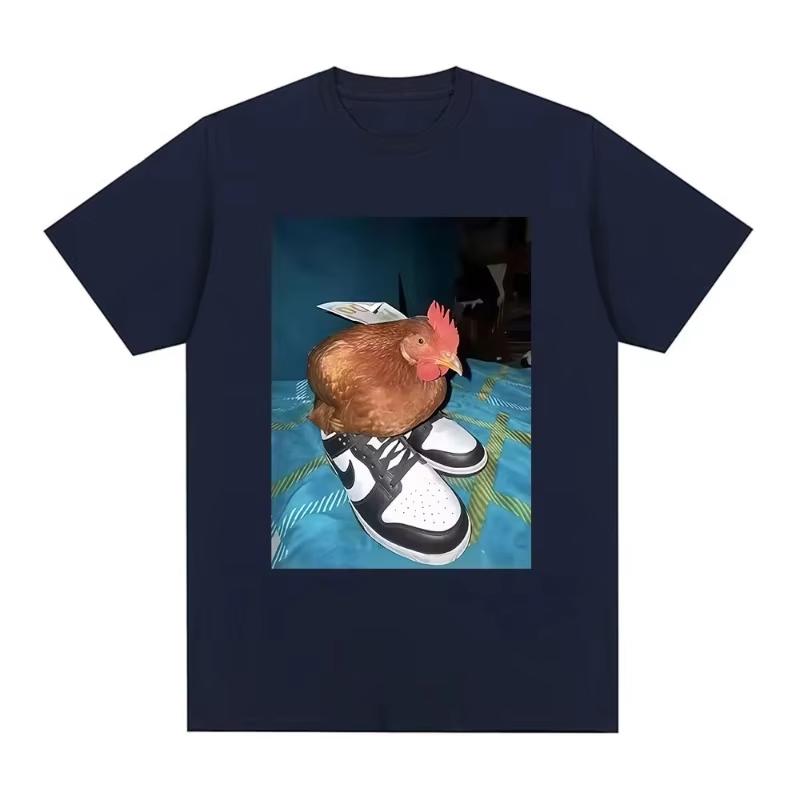 Funny Dripped Out Chicken T Shirt Men Women Chicken with Shoes Print T-shirts Harajuku Fashion Short Sleeve Tee Shirt Streetwear