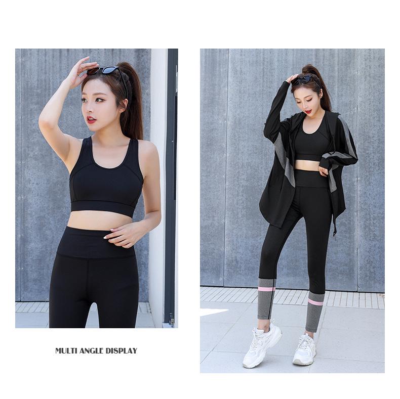 Women's Plus Size Loose Zipper Hoodie Three-Piece Sports Suit with Tapered Pants - Hip Covering, Slimming Yoga Wear