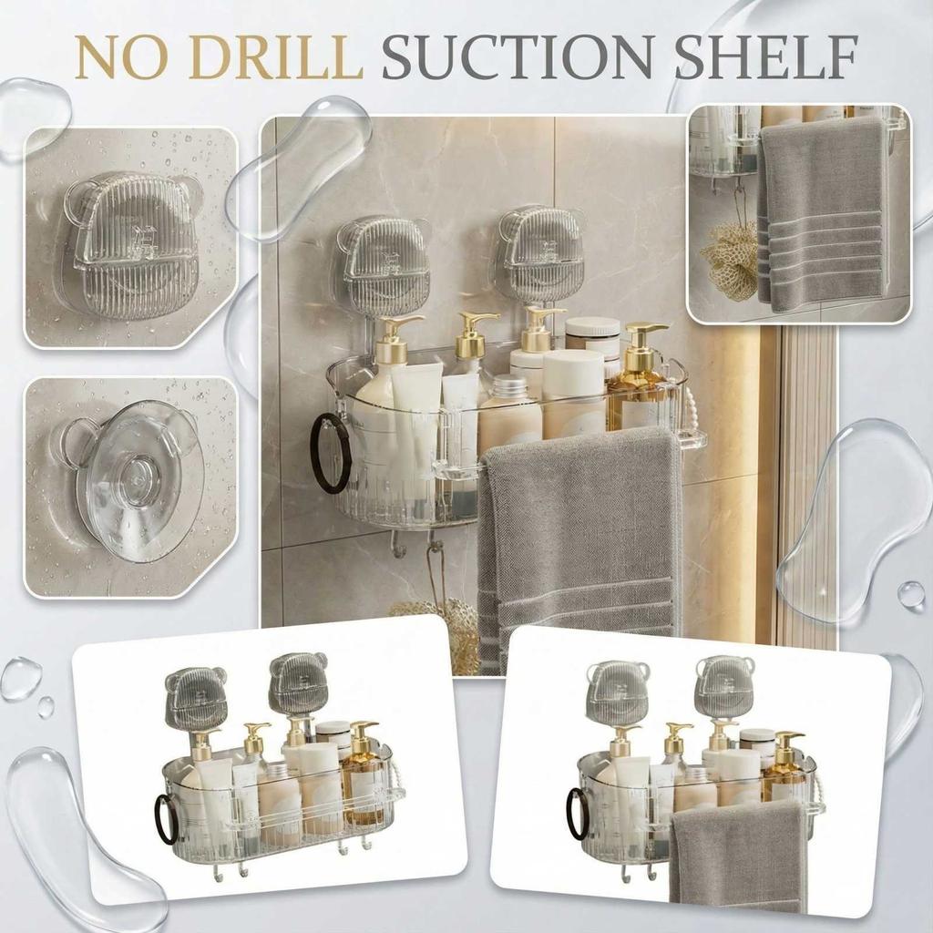 Sucker Shelf No-Drill Wall-Mounted Bathroom Storage Box