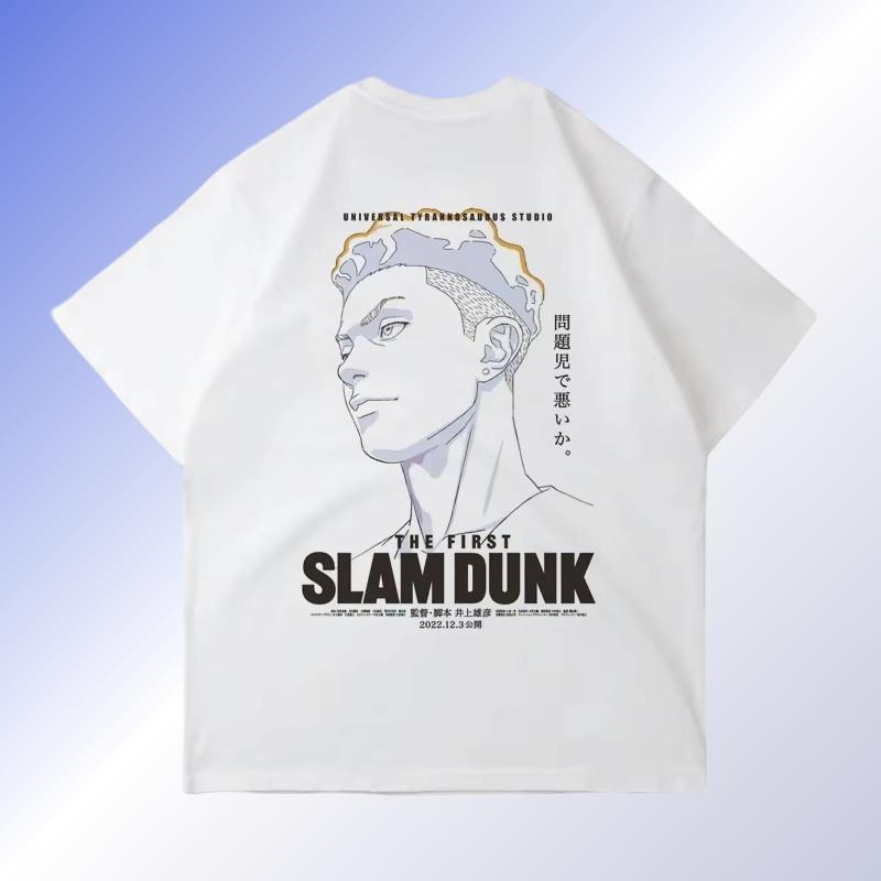 Large Cotton Men's Japanese Anime 2025 Slam Dunk Master Printed Short Sleeve T-shirt Summer Casual Loose T-shirt Top Clothing
