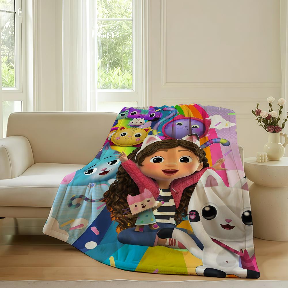 Cartoon G Gabby's Dollhouse Blanket For Sofa Office Bed Plane Travel Sleep Read Relax Camping Soft And Warm