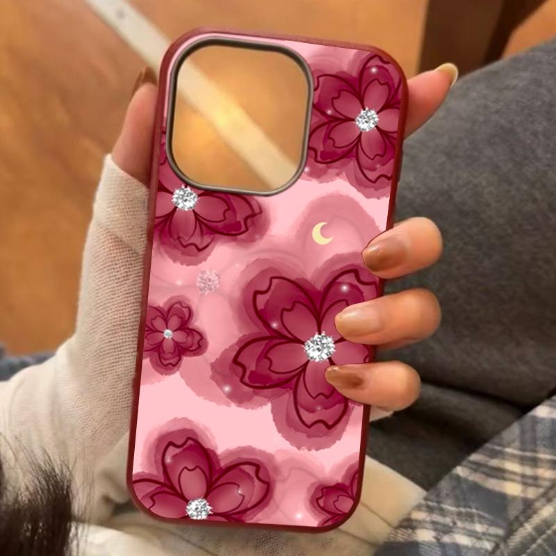 Gradient Red Floral Pattern Phone Case for Iphone 17 16 Pro Max 15 14 13 12 11 XS X XR 7 8 Plus 16E 17 Air Soft Silicone Cover iPhone 7