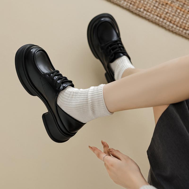 Small Leather Shoes with Thick Soles for Women with Soft Soles