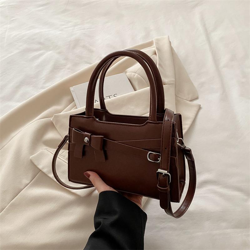 Trend Bow Portable Small Square Bag Spring New Simple Texture Shoulder Bag Messenger Bag