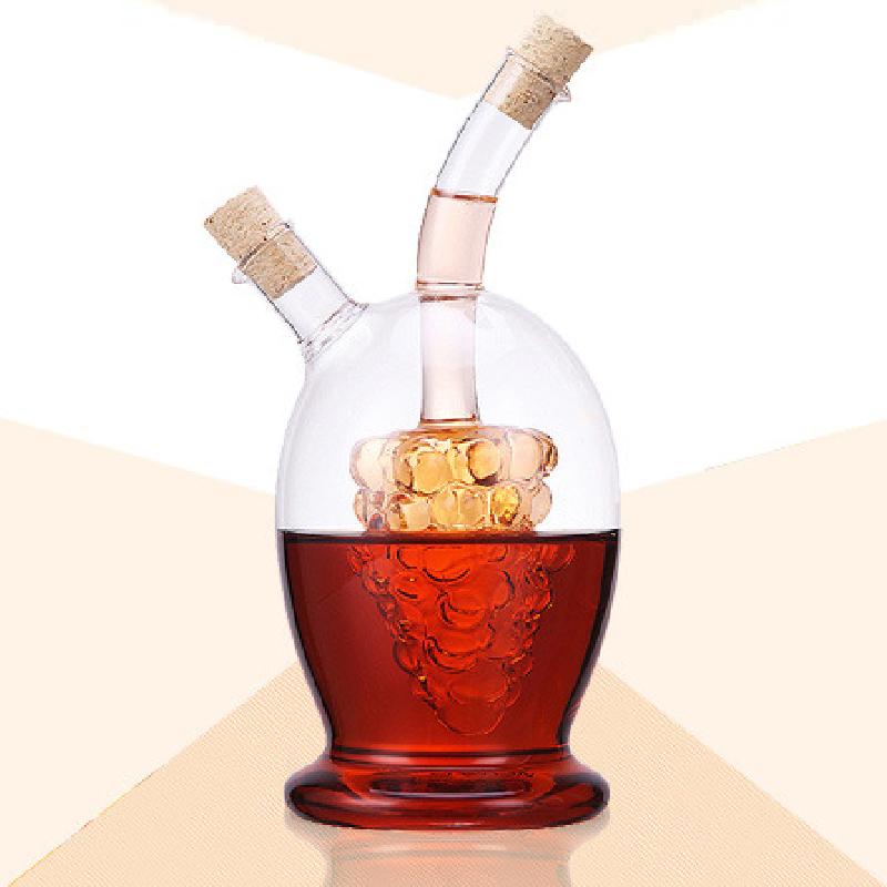 Twoinone Glass Pot Heatresistant Oil Transparent High Borosilicate Glass Sauce Vinegar Bottle Cork Lid Kitchen Seasoning Tool