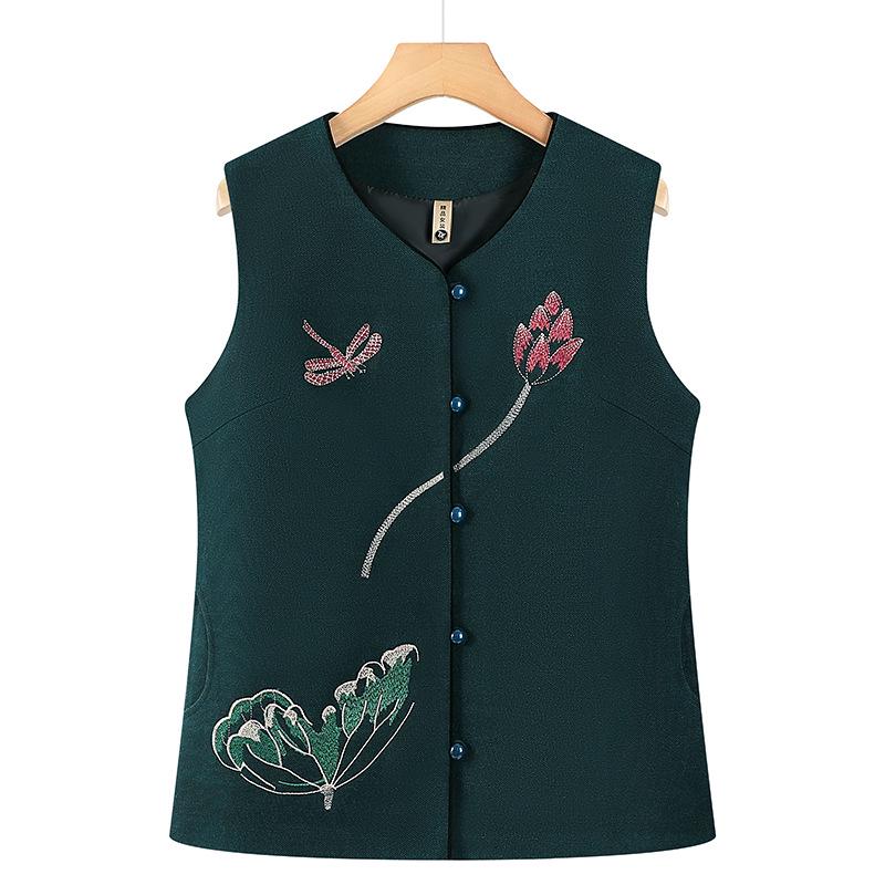 

Embroidered Spring & Autumn Vest for Middle-Aged Women and Grandmothers XL (45-52.5kg)