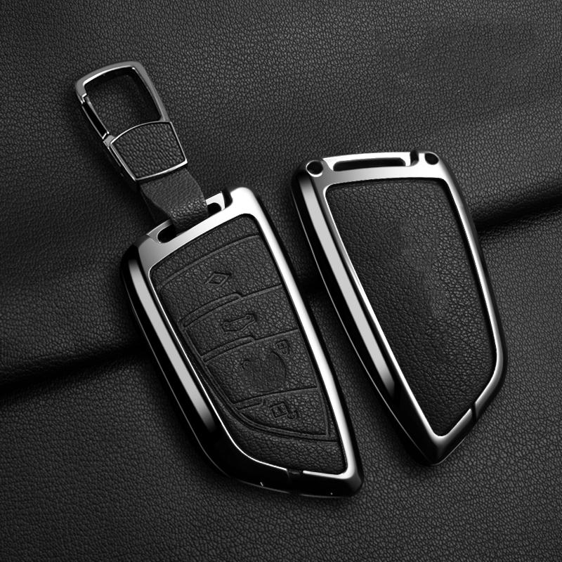 Goat Leather Zinc Alloy Car Key Case For Bmw X1 X3 X4 X5 G05 X6 X7 G20 G30 G11 F48 520 525 118I 218I 320I Key Case Car Key Fob