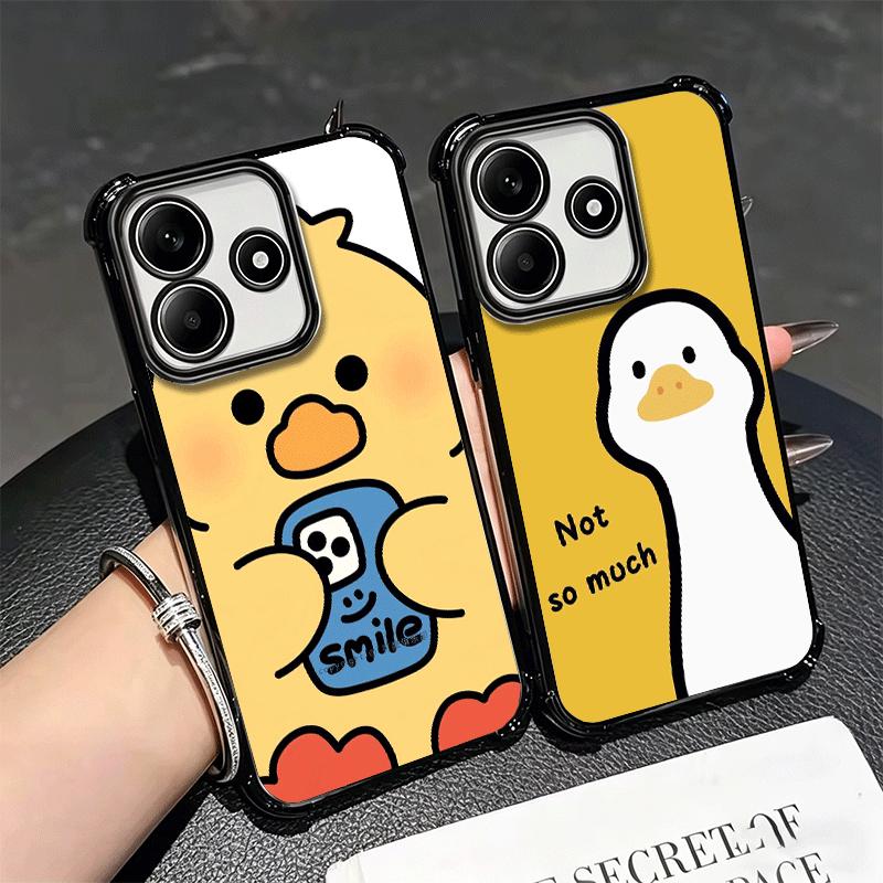 Cartoon Cute Duck Soft Phone Case For Xiaomi Redmi Note 14 15 Pro Plus 13 12 11S 11T 5G 10 9S 9 Plating Anti-Fall Fundas