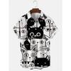 Hawaii Men's Shirt Anime Shirt Cartoon Short-sleeved Tops Summer Casual Men's Clothes Street Animals Cats Retro 3d Tees