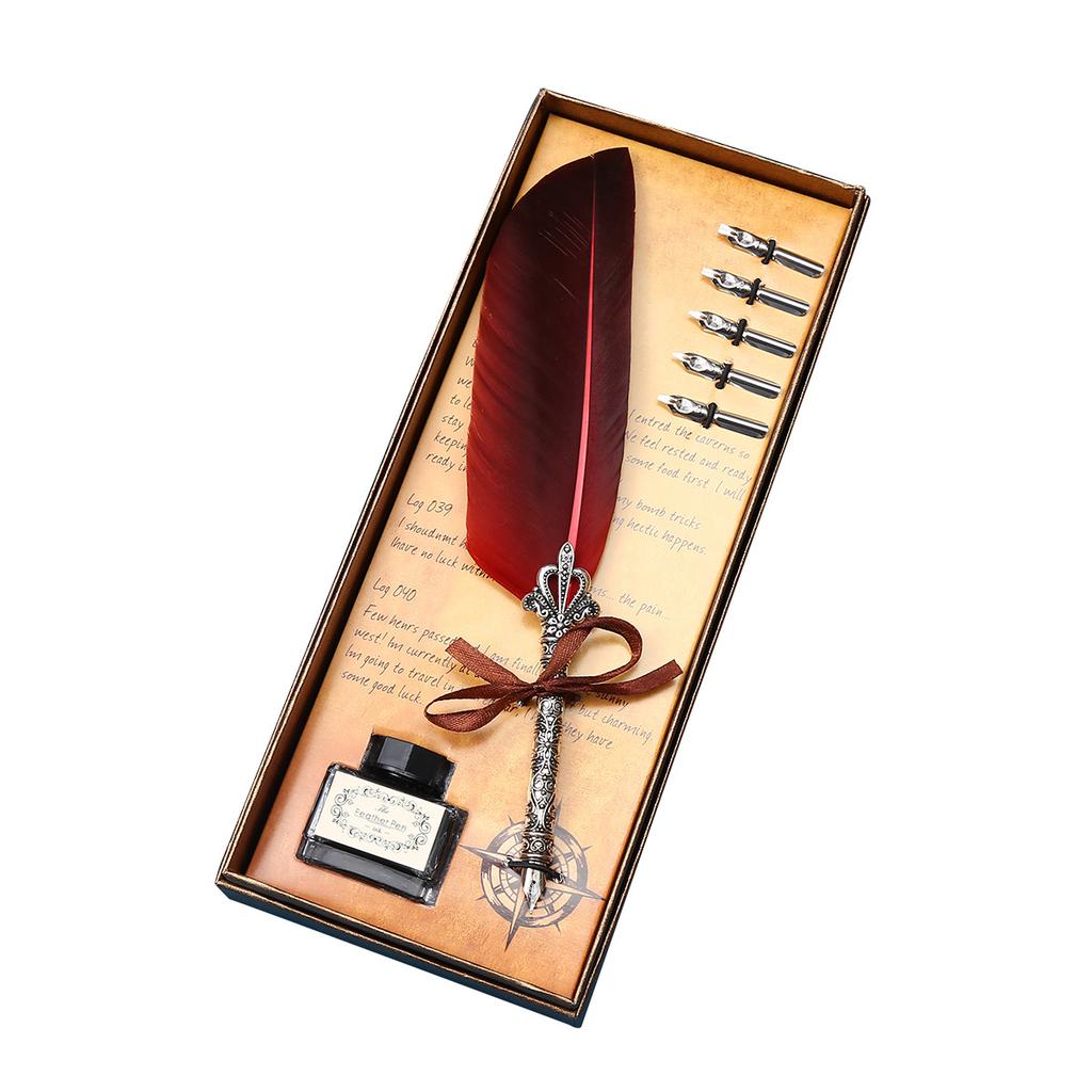 British Quill Set, Water-Dipped Quill Pen Gift Box, Gift Pens For Male And Female Students On Children'S Day