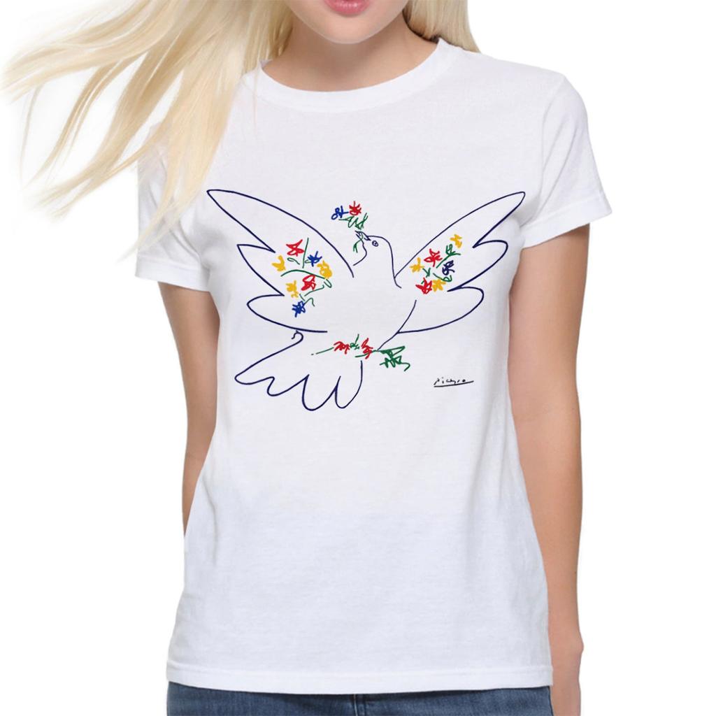 Pablo Picasso Dove of Peace T-Shirt, 100% Cotton Tee, Men's Women's All Sizes (ISK-902651)
