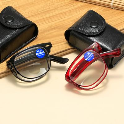 Anti-Blue Light Folding Reading Glasses With Box Men Women Farsighted Glasses Presbyopia Eyeglasses Diopter +1.0 To +4.0