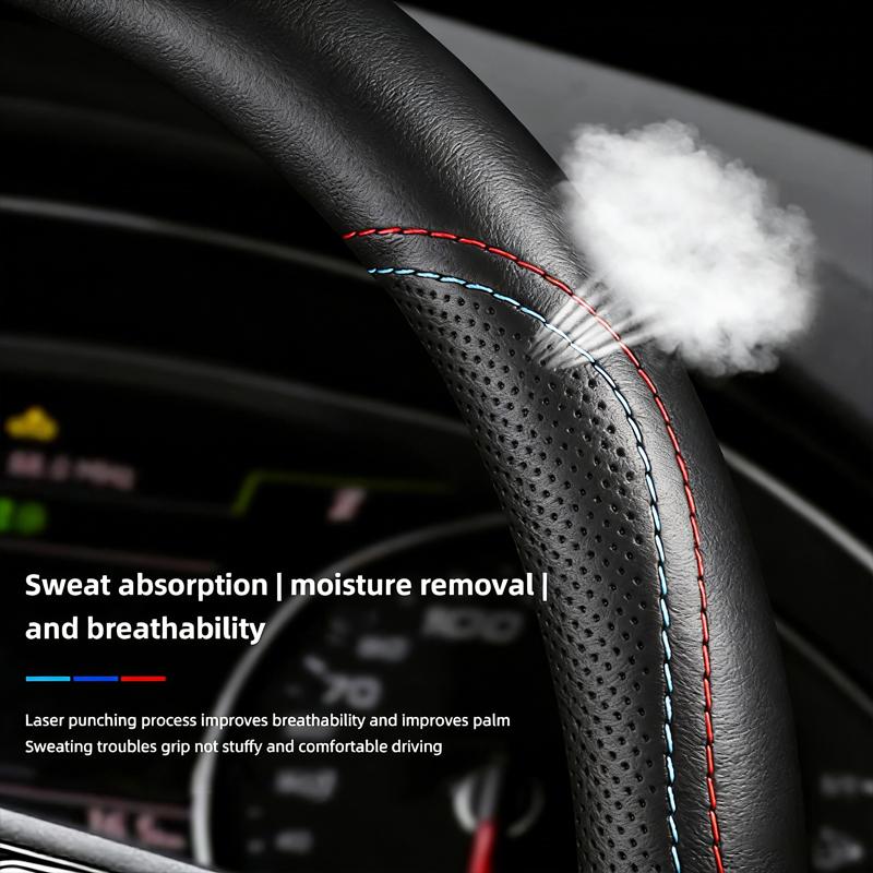 Auto Lenkradabdeckung Atmungsaktiv Leder Rutschfest Schutz für MINI JCW Cabrio Cooper Countryman Aceman Clubman Coupe F57