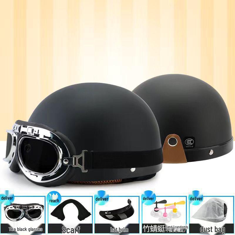 Trendy Street-Style Half Helmet with Eye Protection for Young Riders