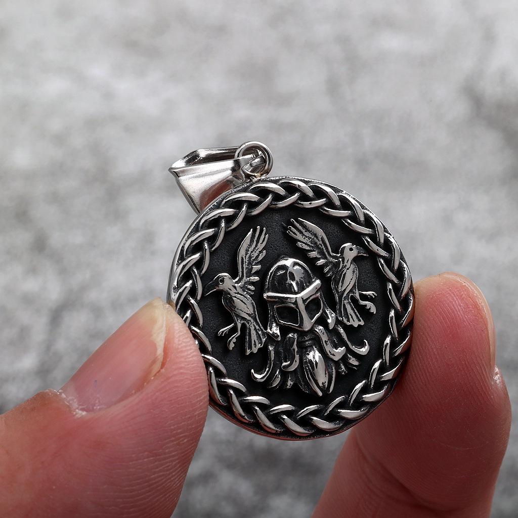 Viking Double Sided Odin Triangle Symbol Pendant Necklace For Men And Women Stainless Steel Retro Jewelry
