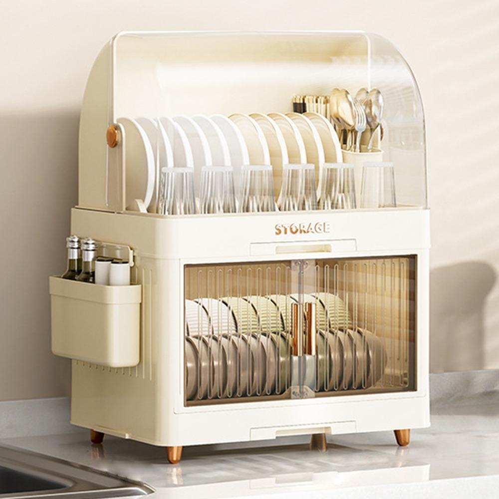 

Кухонный шкаф большой вместимости Пылезащитные кухонные полки Кухонная утварь для хранения посуды 2 layers