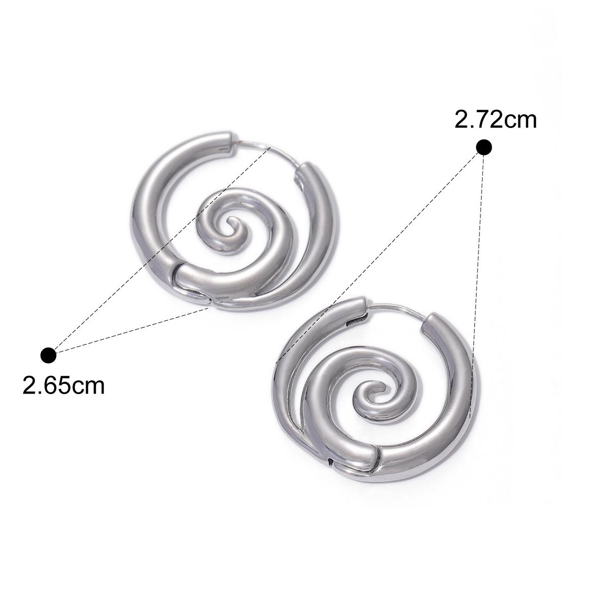 Vintage Personality Geometric Stainless Steel Hoop Earrings for Women Distort Vortex Spiral Circle Ear Accessories Jewelry Gift