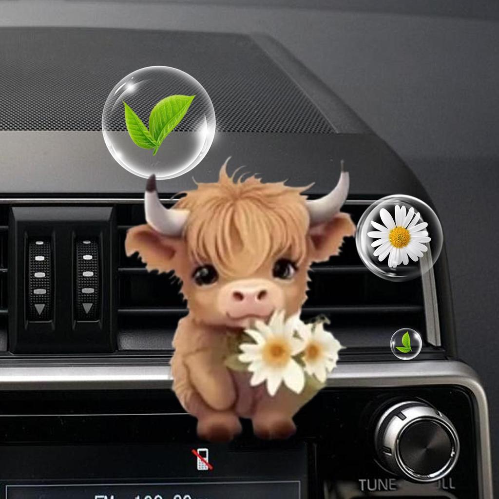 Lüftung Lufterfrischer Für Fahrzeuge Auto Duft Lufterfrischer Lüftungsklammer 2D Niedliche Hochlandkuh Form Geruchsentferner Für Automobil
