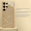 Golden flower patterned glass phone case suitable for Samsung Galaxy S26 S25 S24 S23 S22 S20 FE/Ultra/Plus hard case