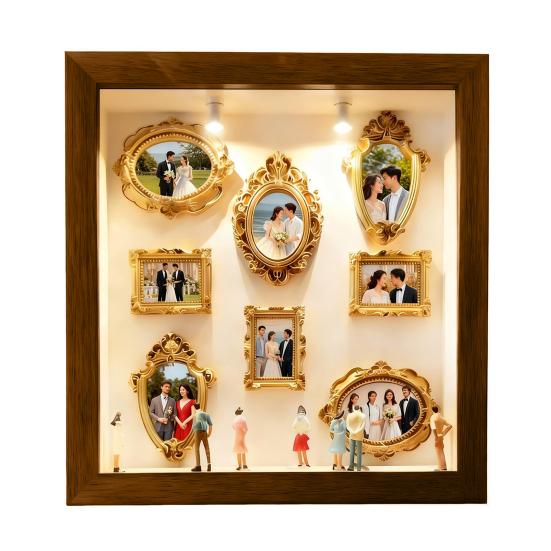 DIY Mini Photo Frame Box Lighted Memory Display Case Personalized Family Museum Silhouette Frame Kit