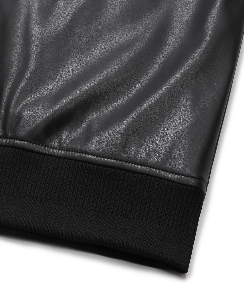Connect Kinloch [Synthetic Leather] Oversized Ma-1 Bomber Jacket (Black)