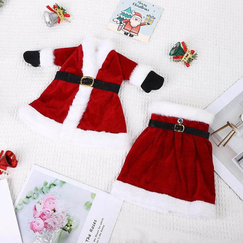Christmas Wine Bottle Set Velvet Dress Wine Bottle Cover Sleeve Xmas New Year Dinner Table Decor Navidad 2023 Party Decorations