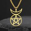 Dawapara Gehörnter Gott Cernunnos Siegel Anhänger Halskette Pentagramm Dreifache Göttin Symbol Edelstahl Wicca Schmuck