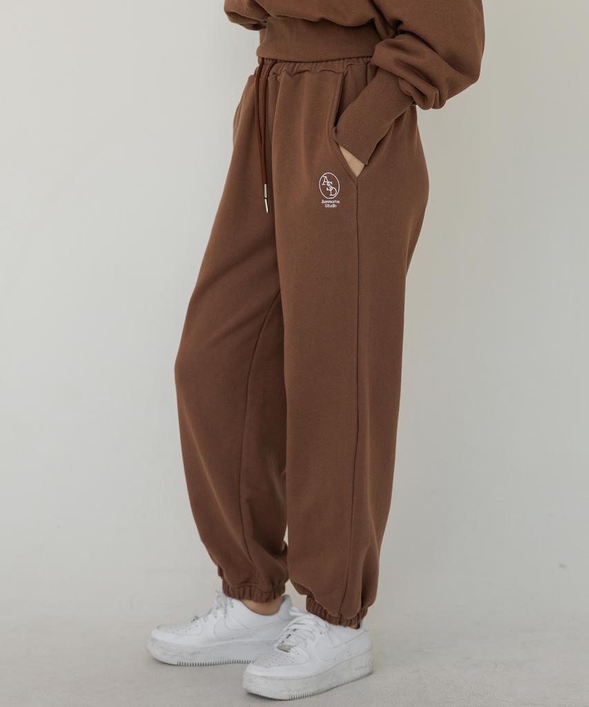 AWESOME STUDIO Women'S Signature Embroidered Sweat Jogger Pants Brown