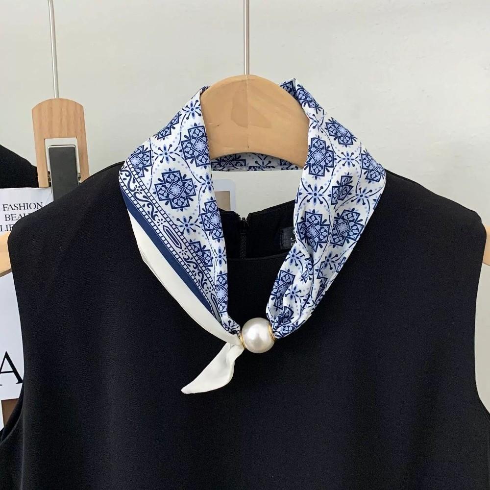 Schickes Faulenzer-Schal Leichtes Polyester Perlen-Dekoration Schal Perlen-Schwanz Bedrucktes Design Magnetischer Verschluss Schal Frühling Sommer