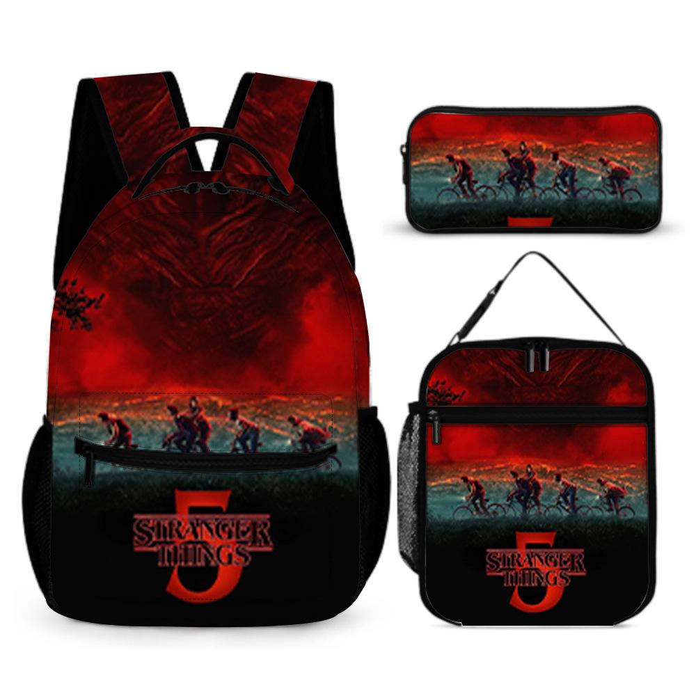 Stranger Things 5 Student School Bag 16 Inch Sticker Bag Backpack Stranger Things5 Large Capacity Student Shoulders