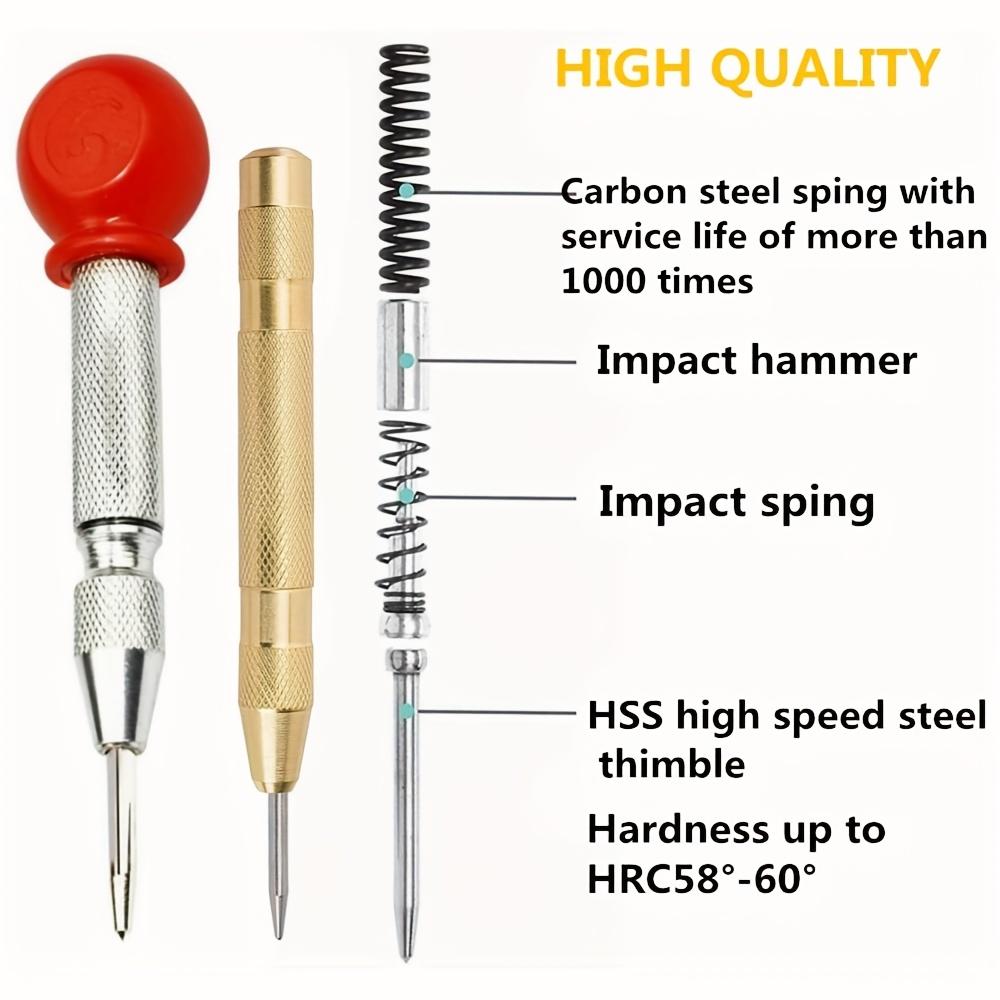 Silver Automatic Spring Loaded Center Punch Glass Breaker Window Puncher Drill Bit Center Punch Eyelet