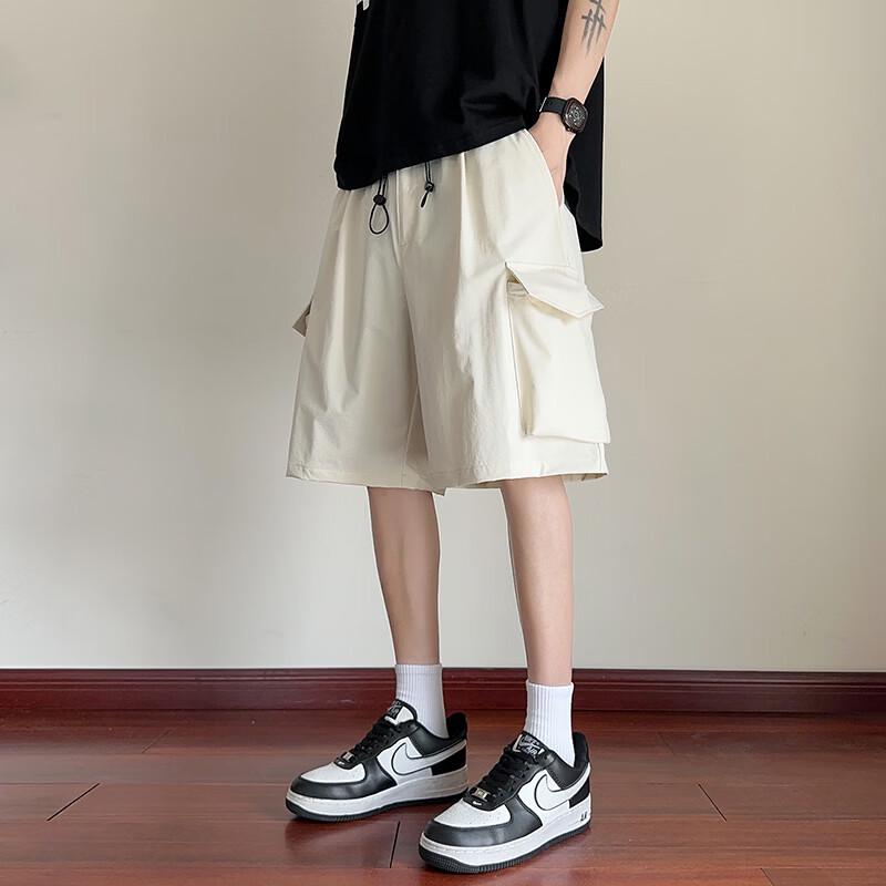 FENGXUN Men's Summer Loose Fit Drawstring Cargo Shorts