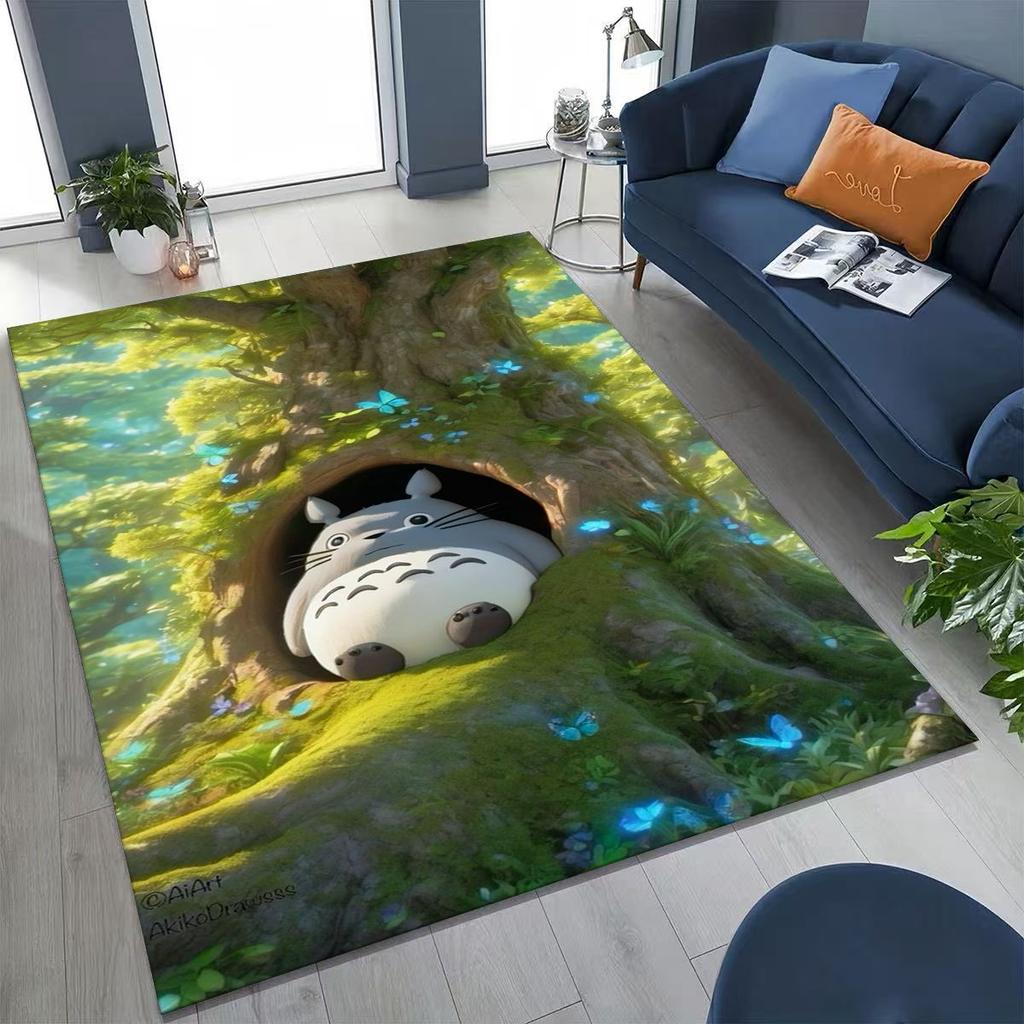Kawaii T-Totoros Cartoon Art Carpet Rug for Bedroom Living Room Sofa Home Doormat Decor,Large Kids play Non-slip Floor Mat